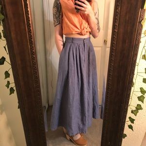 Talbots 100% linen prairie button down skirt